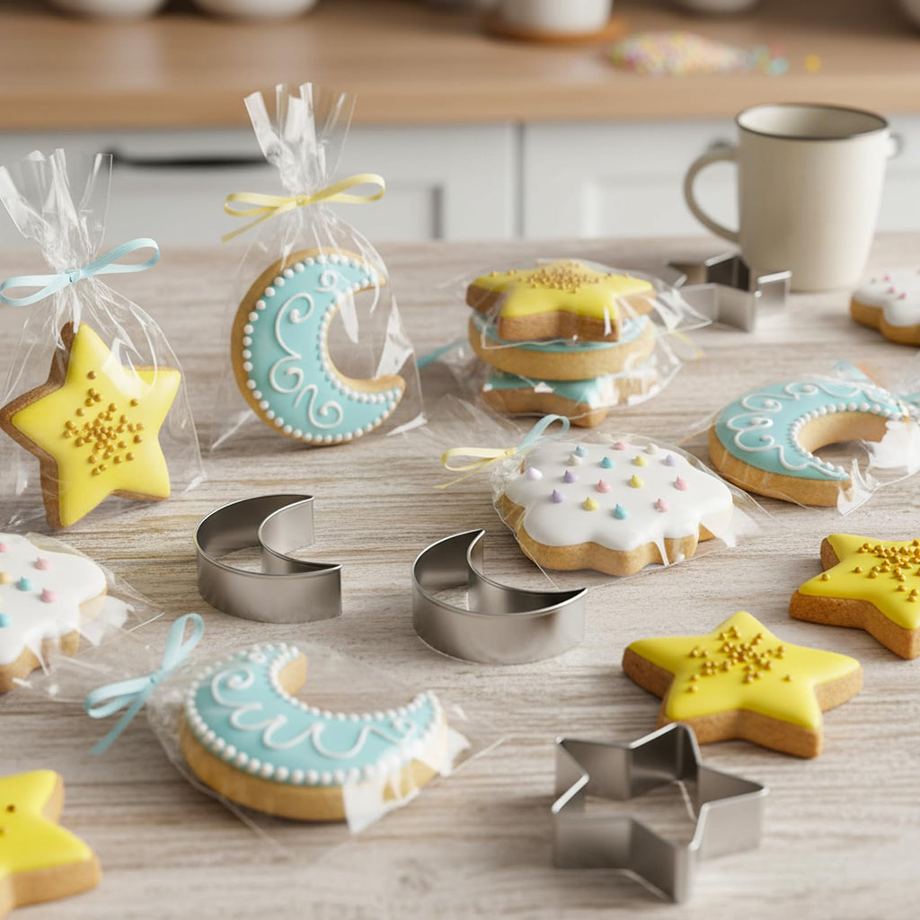 3 Pieces Star, Moon and Cloud Cookie Cutters, Stainless Steel Cute Cookie Cutters for Birthday Cake Cupcake Party Decorations