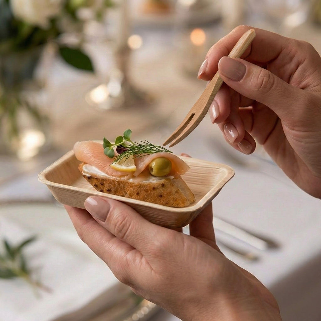 Restaurantware 3.5 Inch Mini Food Picks 100 Bamboo Forks - With Two Prongs Sustainable Mini Cocktail Forks Disposable For Fruits Appetizers Cocktails And Pastries