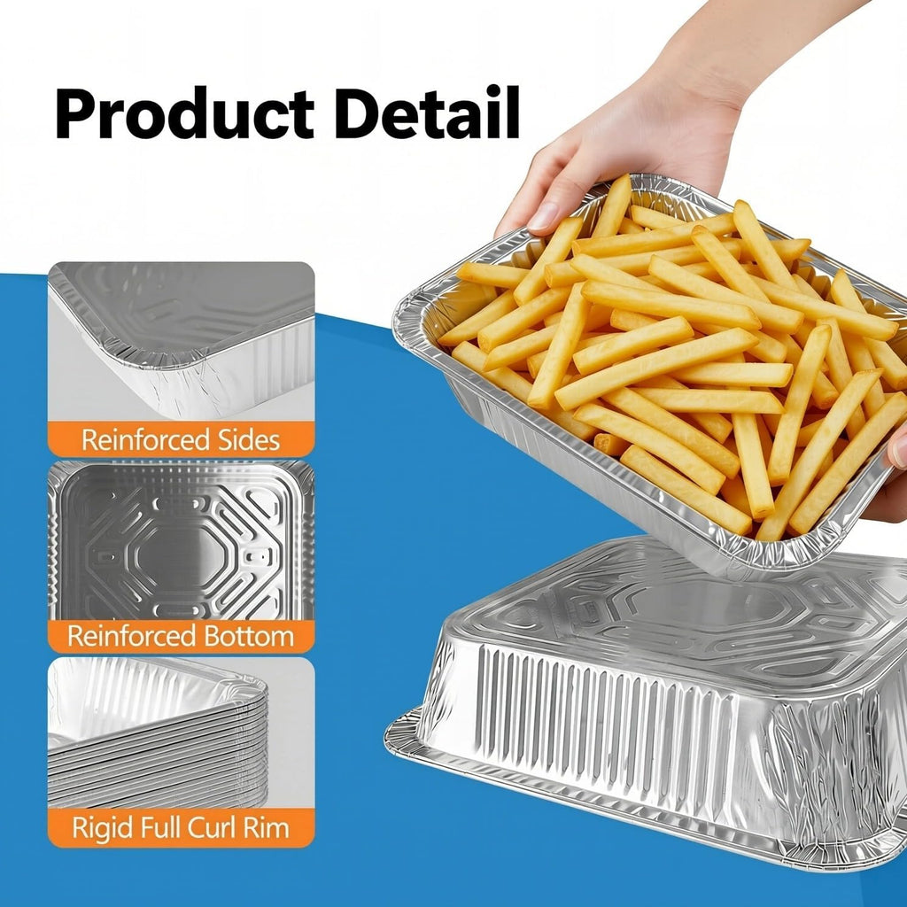 Thickened Aluminum Foil Pans by [Brand Name] - 9x13 Extra Deep Disposable Pans with Lids for Roasting & Baking - 10 Pack