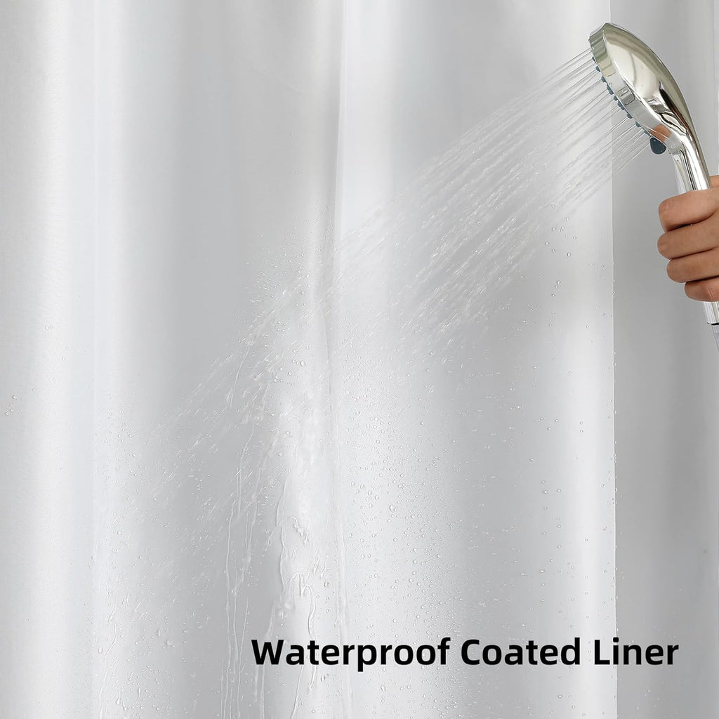 Skiennix No Hook Shower Curtain - Heavy Duty Waffle Weave with Snap-in Liner | Waterproof 72 x 75 Inch, Moonlight Blue
