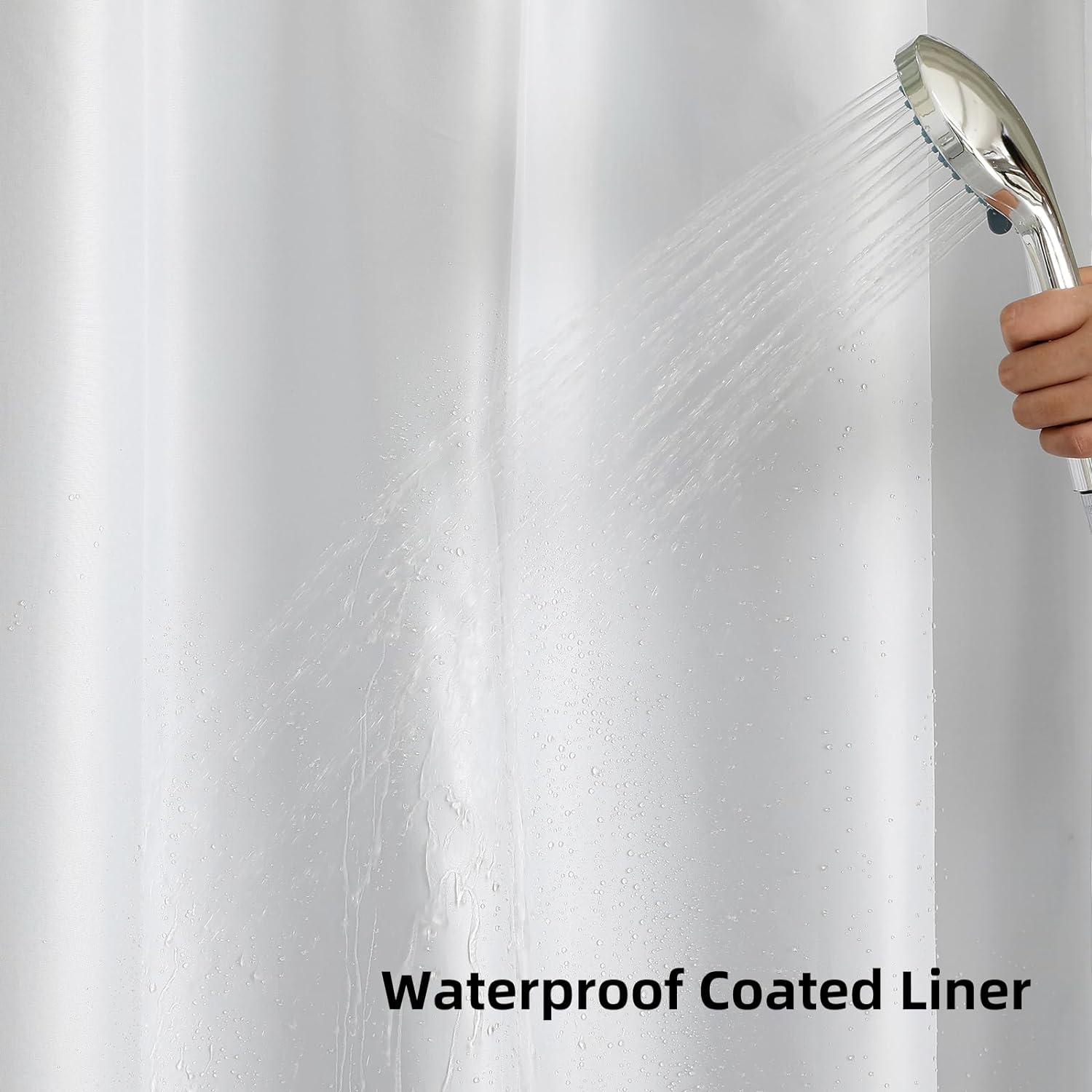 Skiennix No Hook Shower Curtain - Heavy Duty Waffle Weave with Snap-in Liner | Waterproof 72 x 75 Inch, Moonlight Blue