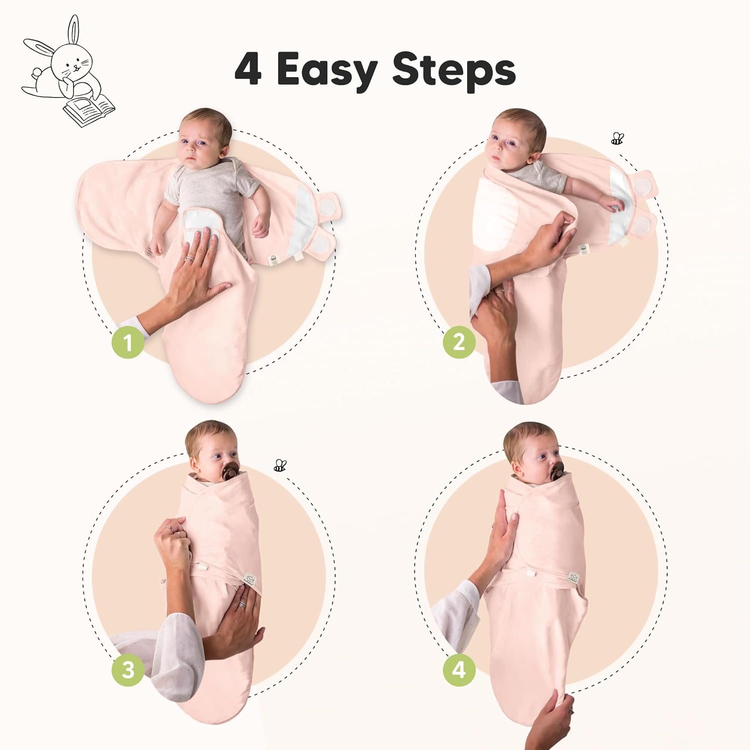 Skiennix Organic Baby Swaddle Sleep Sacks - Soft & Snug for Newborns 3-6 Months | 3-Pack (Angelic, L)