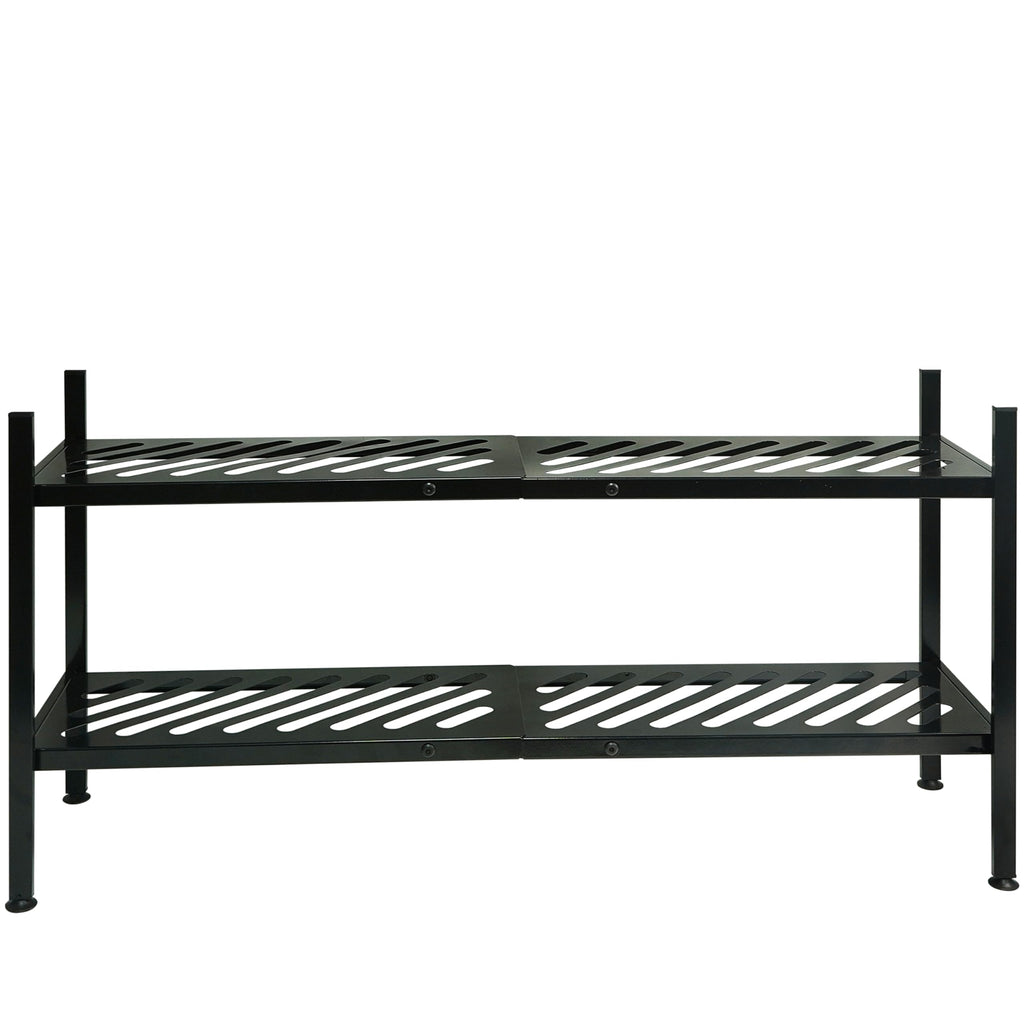 Nijoam Shoe Rack - Metal Shoe Organizer 2 Tier Shoes Shelf Storage, 35 Inches Stackable Long Show Stand Holder for Closet, Entryway, Garage, Floor, Door Entrance, Black