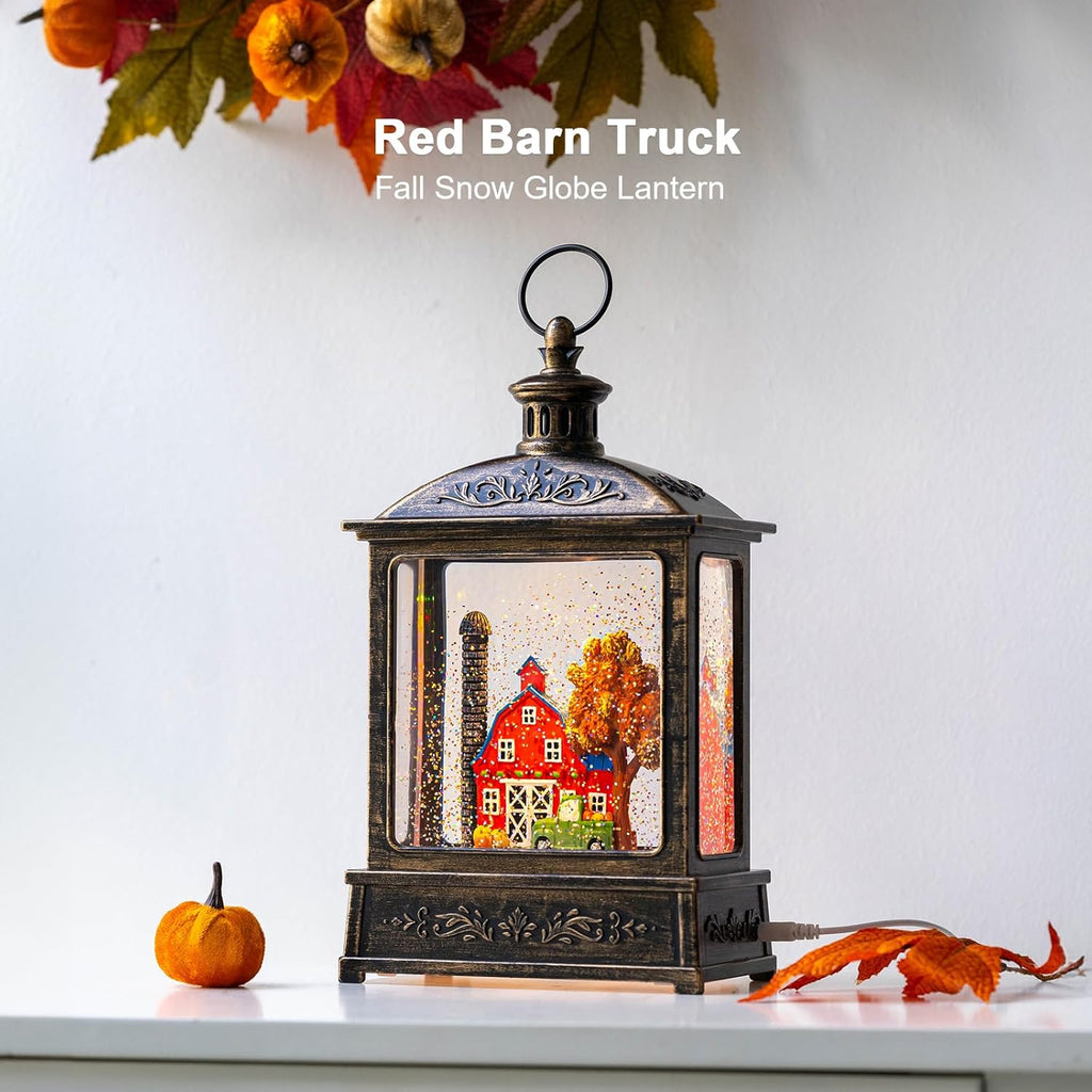 Skiennix 12.5'' Lighted Turkey Snow Globe | Thanksgiving Water Lantern with Glittering Effect