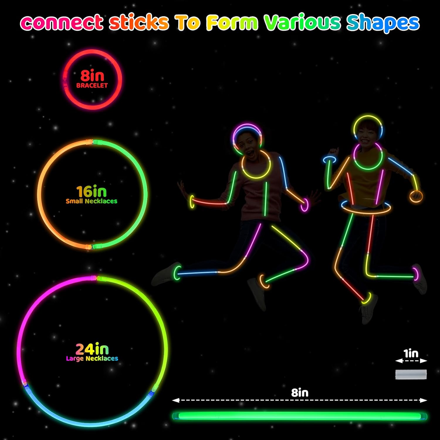 Mega-L Glow Sticks - 1000 Pcs Ultra Bright Glow Necklaces & Bracelets for Neon Parties | Bulk Party Supplies