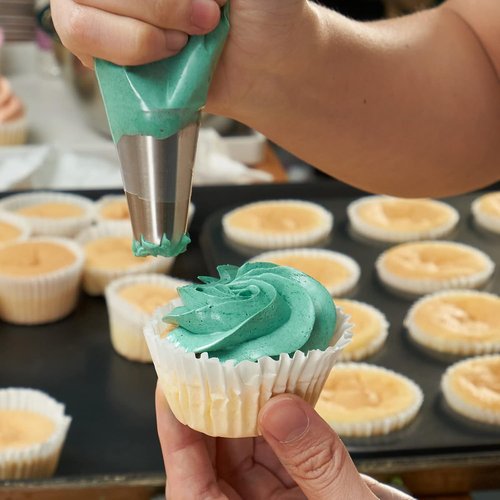 Kasmoire 8Pcs Large Piping Tips Set - Stainless Steel Icing Tips with 10 Pastry Bags for Cake Decorating