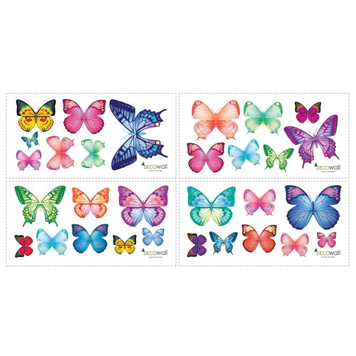 DECOWALL DS9-1302 30 Vibrant Butterflies Kids Wall Stickers Wall Decals Peel and Stick Removable Wall Stickers for Kids Nursery Bedroom Living Room d?cor