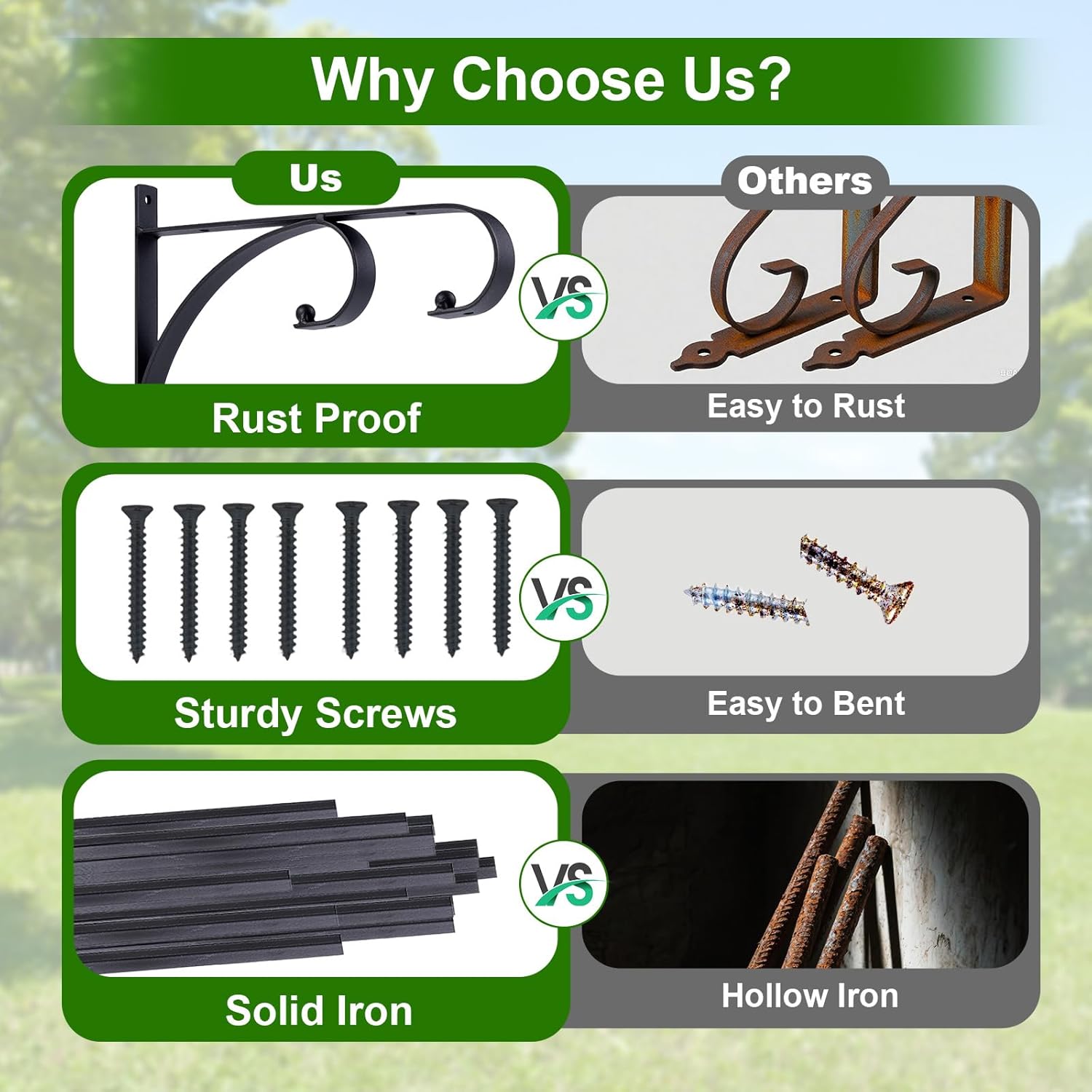 Skiennix 10-Inch Plant Hangers - Decorative Iron Hooks for Indoor/Outdoor Plants | 4-Pack