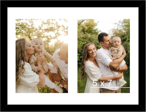 JCJMY Double Collage Picture Frame - Display 2 Photos (5x7) or 8.5x11 - Lightweight Black for Wall or Tabletop