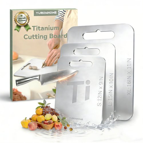 YuronHome Titanium Cutting Boards Set of 3, Cutting Boards for Kitchen, Double-Sided Food-Grade, No toxic, 2026 Upgrade, Hygiene Durable Dishwasher Safe Chopping Board for Meats, Fruits, Vegetables