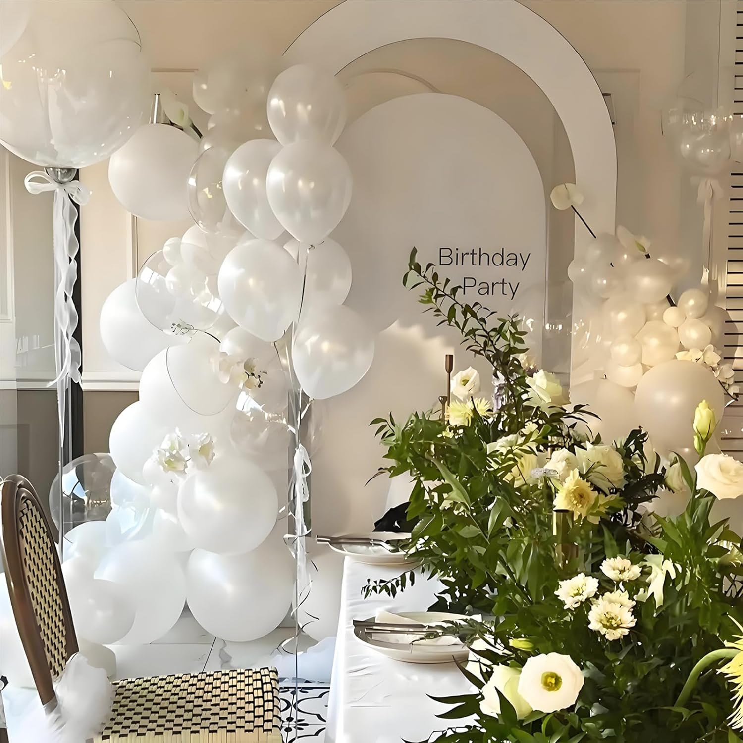 Pearl White Latex Balloons by [Brand Name] - 110pcs 12-Inch for Birthday Parties, Baby Showers & Weddings