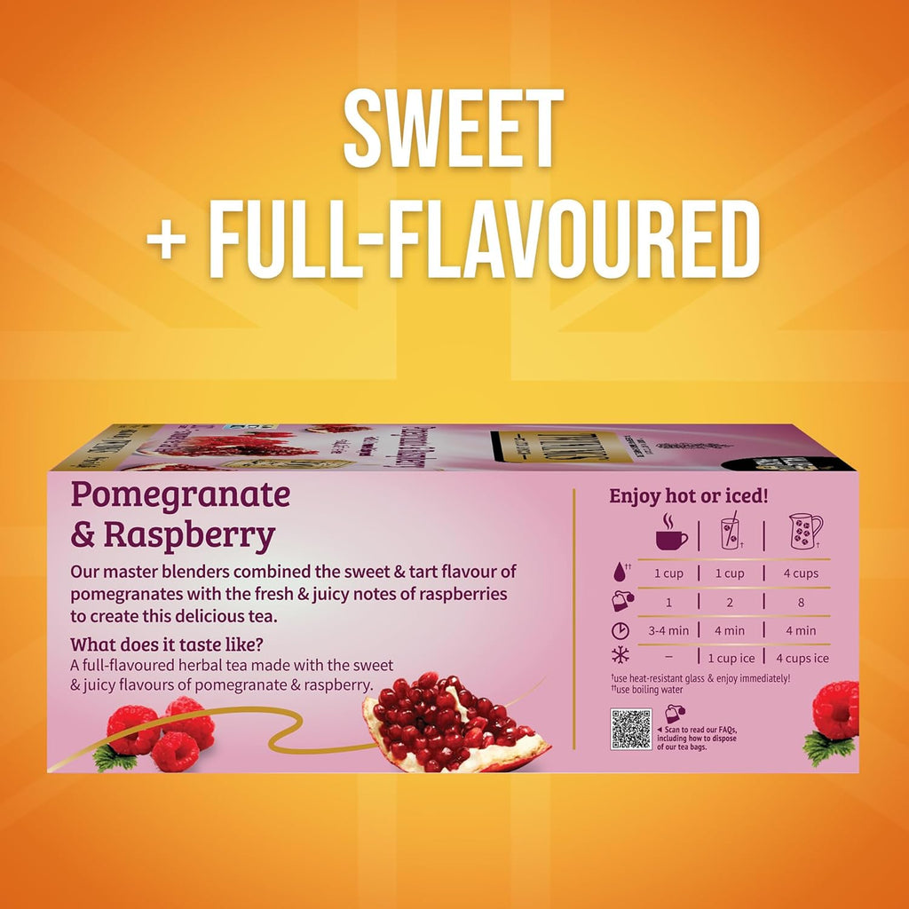 Twinings Pomegranate & Raspberry Herbal Tea - 100 Individually Wrapped, Naturally Caffeine-Free Teabags
