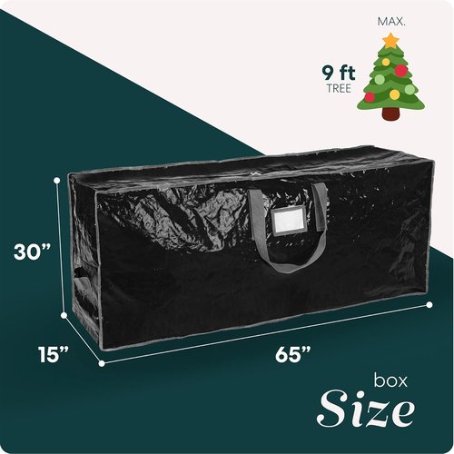 Christmas Tree Storage Bag - Durable Waterproof Zippered Bag for 9 Foot Artificial Trees | Black, Pack of 2