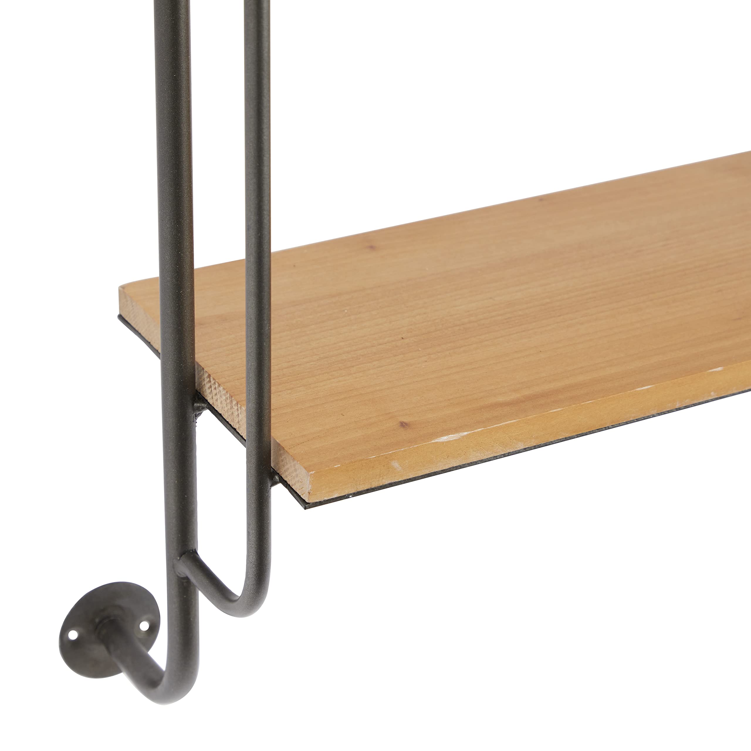 Deco 79 Industrial Metal Shelf Wall Storage Shelves for Bedroom, Living Room, Bathroom, Kitchen, Office and More, 25" L x 7" W x 33" H, Brown