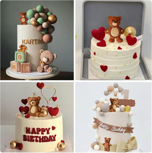 Bear Silicone Fondant Mold - Set of 5 Bear-Shaped Chocolate Candy Molds for Cake Decoration
