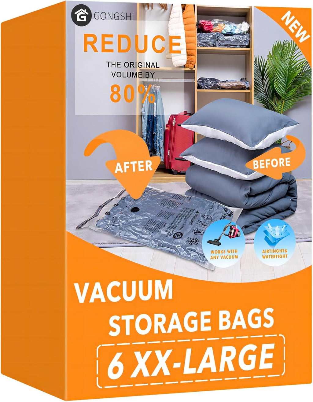 Skiennix Vacuum Storage Bags - XX Large Space Saver Compression Bags for Blankets, Comforters & Clothes