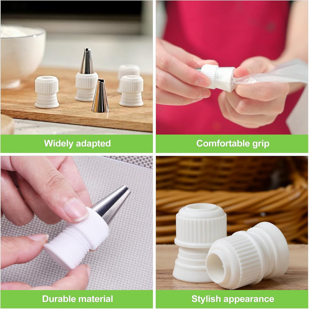 Standard Cake Decorating Couplers by 12 Pcs - Plastic Icing Tip Set for Piping Bags | 1.2 x 1 Inch