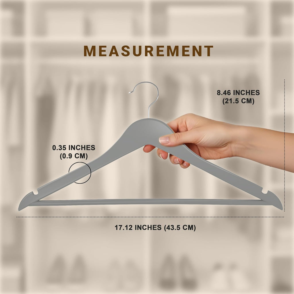 Utopia Home Premium Wooden Hangers - Durable Slim Coat Hangers with 360° Rotatable Hook | 20 Pack in Grey