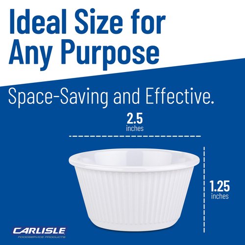 Carlisle FoodService Products Plastic Ramekins, Sauce Bowl For Catering, Kitchen, Restaurant, 2 Ounces, White, (Pack of 48)