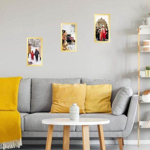 JCJMY Gold 6x12 Picture Frame - Wall Hanging & Mounting, Shatter Resistant Plexiglass