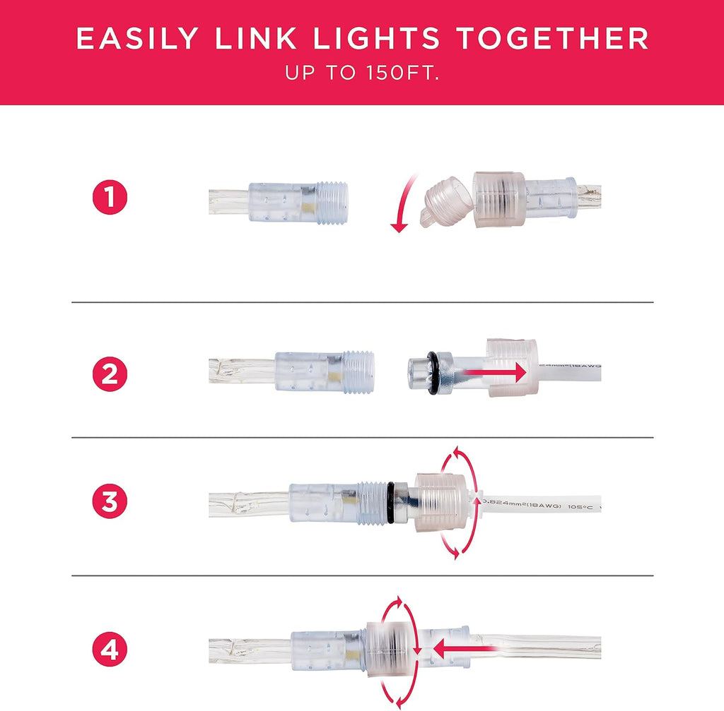 UltraPro LED Rope Lights - 50ft Classic Clear Warm White 3000K - Flexible & Durable Indoor/Outdoor Lighting
