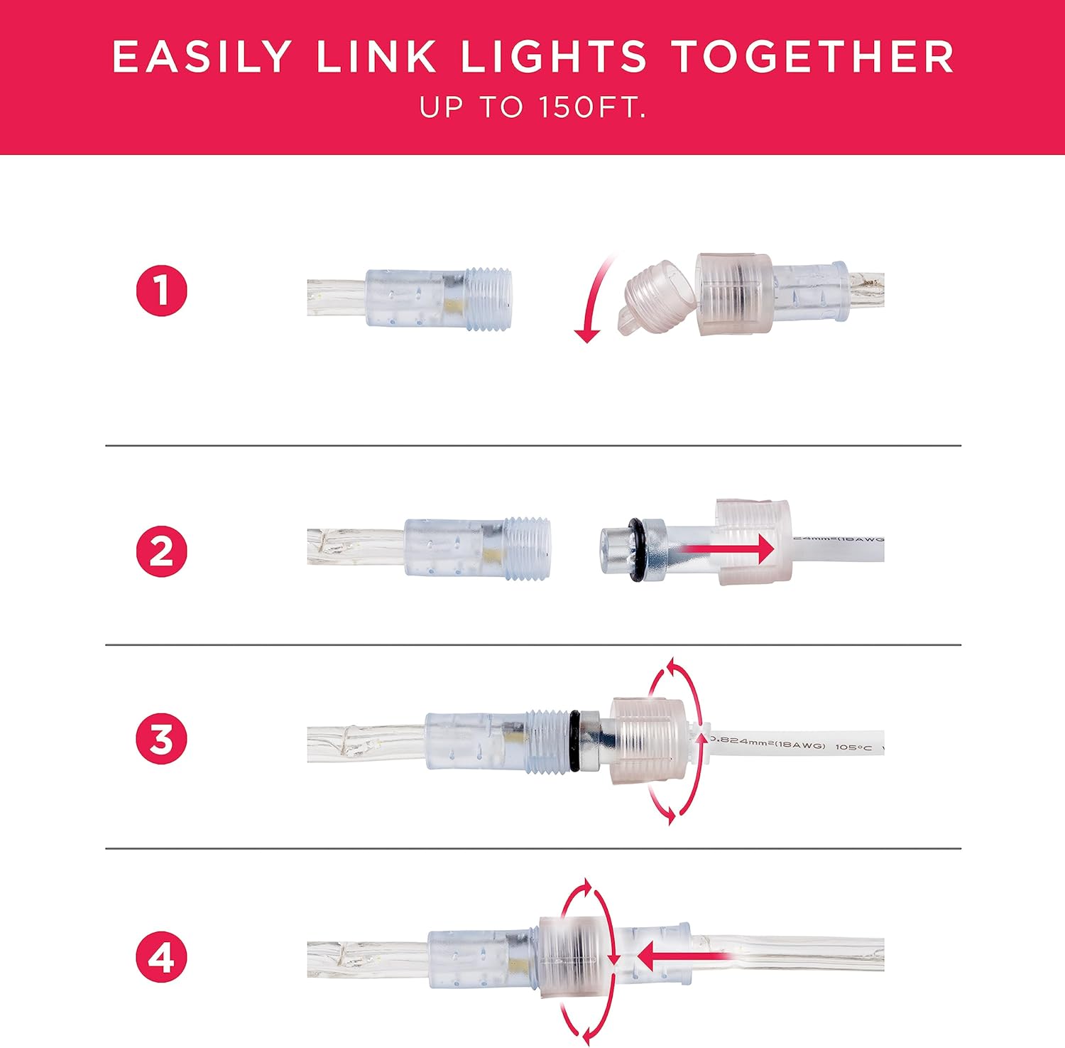 UltraPro LED Rope Lights - 50ft Classic Clear Warm White 3000K - Flexible & Durable Indoor/Outdoor Lighting