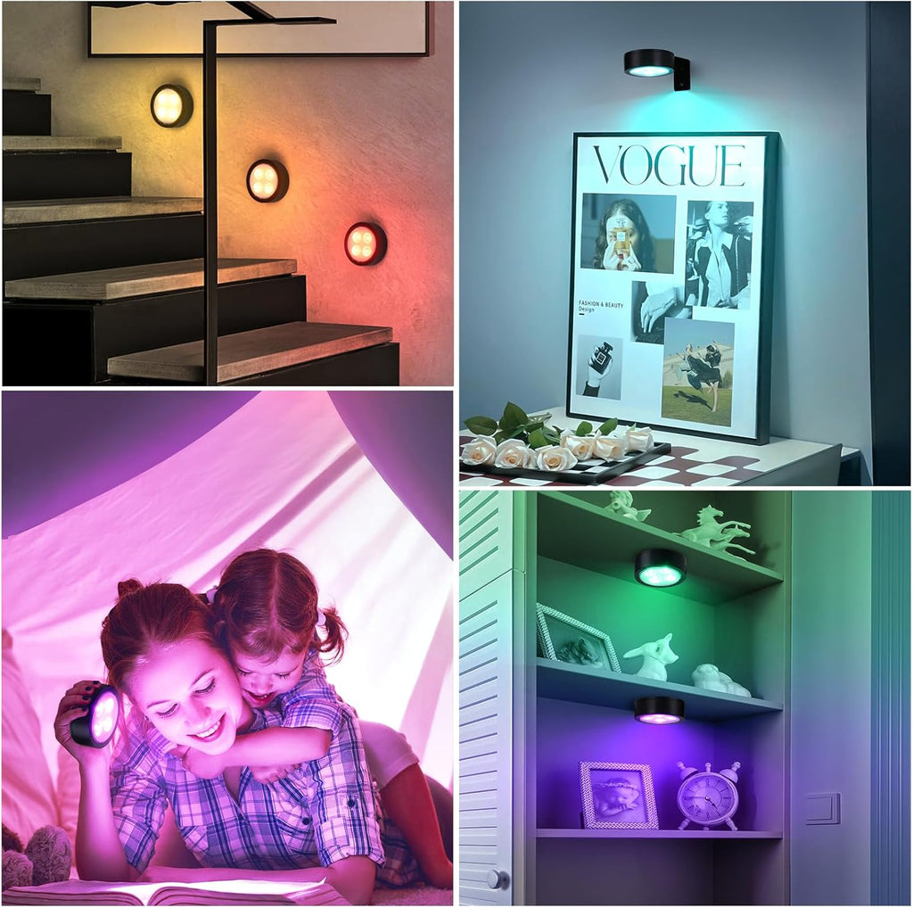 Skiennix Wireless Battery Operated Painting Light - 13 Color RGB, Remote Control, Dimmable | 2-Pack Black Display Light