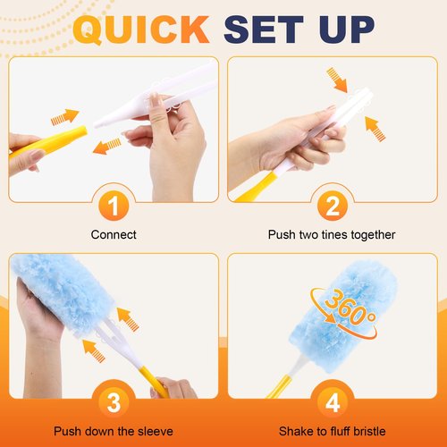 60 Pcs Duster Refills Compatible with Swiffer Duster Refill, Feather Dusters for Cleaning with 2 Handle, Multisurface 360°, Unscented Disposable Dusters for Cleaning Dusting (Blue,)