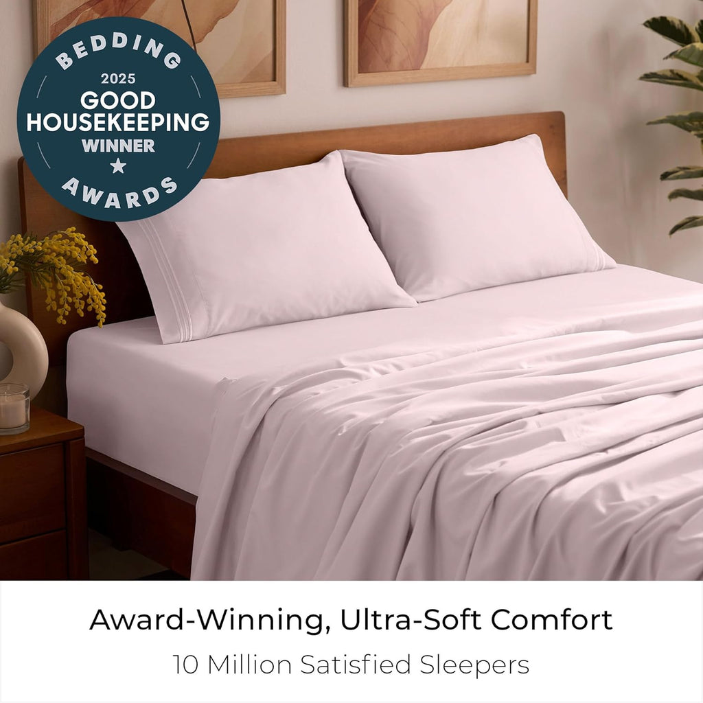 Mellanni Queen Sheets Set - 4 PC Luxury Bedding Collection - Extra Soft, Cooling, Wrinkle Resistant | Blush Pink
