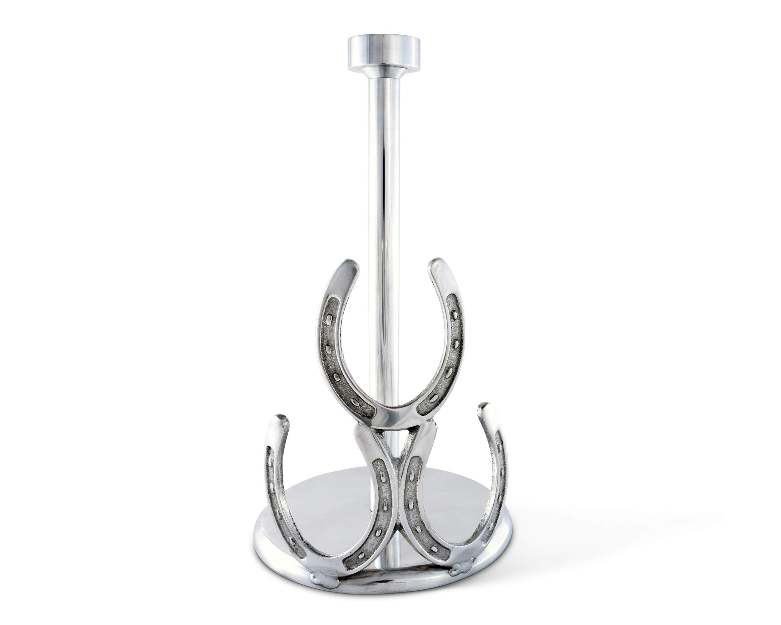 Arthur Court Aluminum Horseshoe Western Cowboy Decorative Countertop Paper Towel Holder Standing 12.5 inch Tall