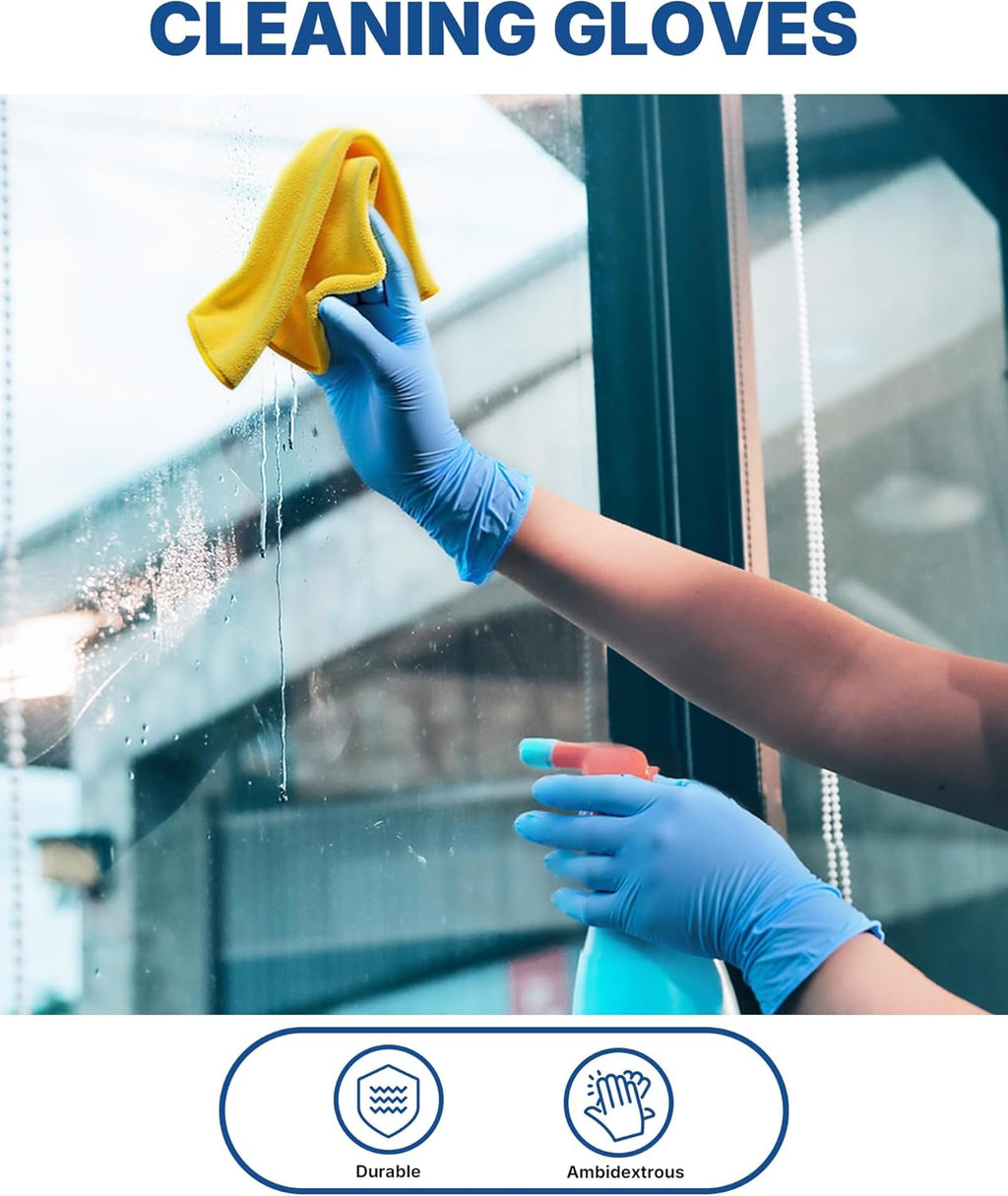 Schneider Vinyl Exam Gloves - Blue Disposable, Latex-Free & Powder-Free for Medical Use | Cooking & Cleaning
