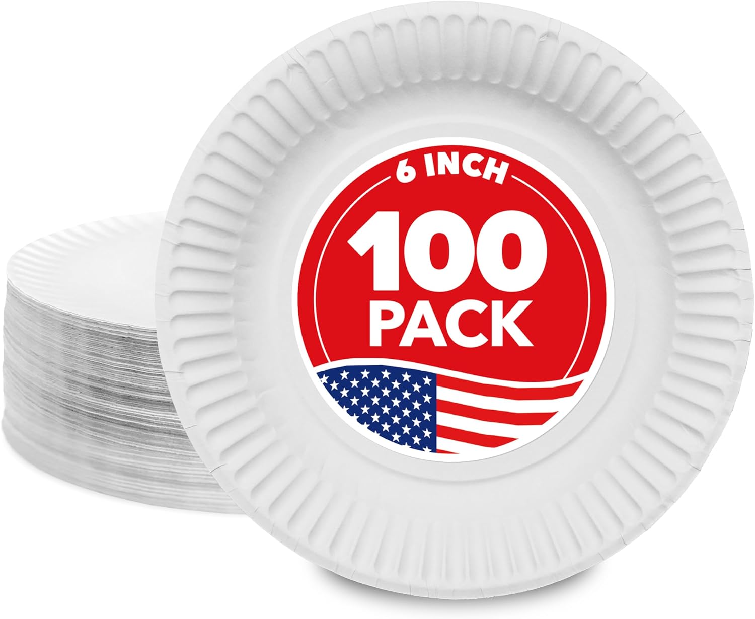 Stock Your Home 6-Inch Disposable Paper Plates - Uncoated White Dessert Plates, 100 Count