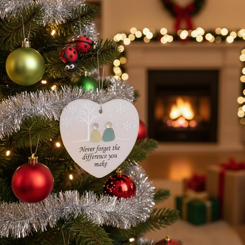 Friend Ornament - Double-Sided 3.5" Acrylic Heart with Never Forget the Difference You Make Quote