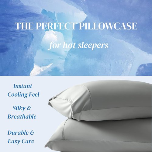 Beckham Hotel Collection Cooling Pillowcases - King Size Set of 2 | Silky Soft, Breathable, Dark Gray