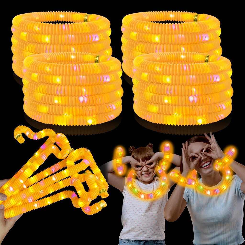 Skiennix Orange Graduation Glow Sticks - Light Up Bracelets & Necklaces | 12-24 PCS Party Favors for Kids