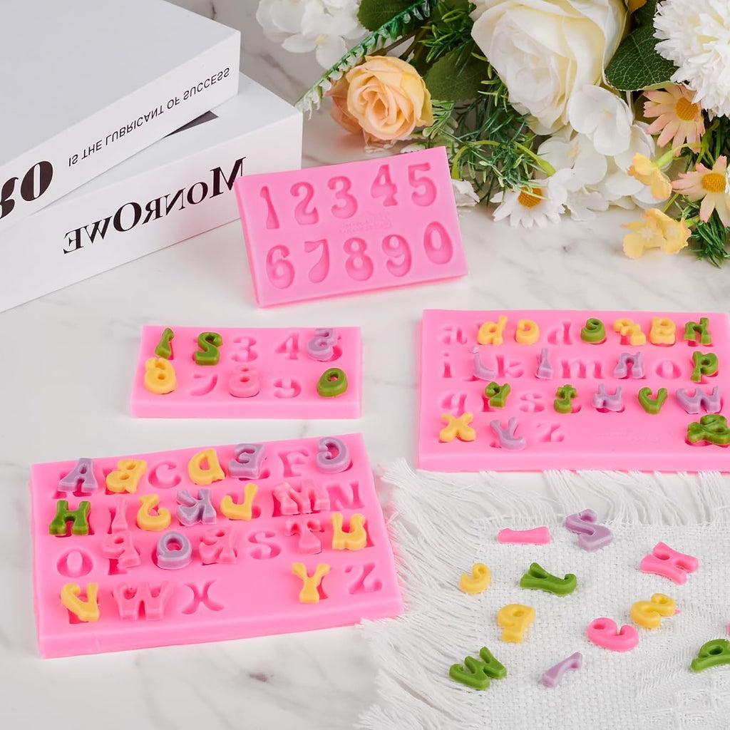 VITAPREP 3-Pack Silicone Letter Molds for Chocolate Covered Strawberries | A-Z Alphabet & 0-9 Numbers | Uppercase/Lowercase Fondant, Candy, Clay Molds | Food-Grade, Non-Stick (Cake Decorating Tools)