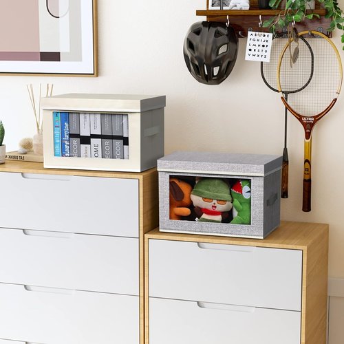 Homsorout Storage Bins - Collapsible Fabric Boxes with Lids for Organizing Clothes & Towels | 3-Pack & 6-Pack Options