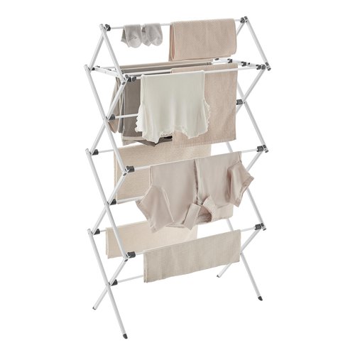 SONGMICS Foldable Clothes Drying Rack, Laundry Drying Rack, Clothes Airer, Steel Frame, 14.6 x 29.5 x 53.2 Inches, Easy Assembly, Indoor Outdoor Use, White ULLR770W01