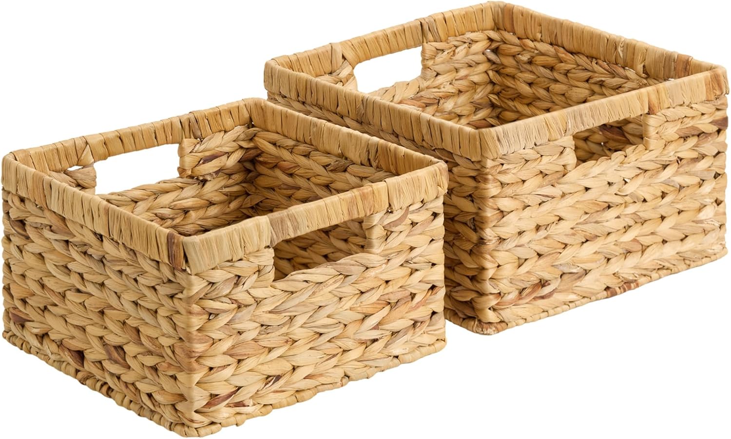 StorageWorks Wicker Storage Basket Set - Decorative Water Hyacinth Baskets for Organizing | Large & Small Sizes