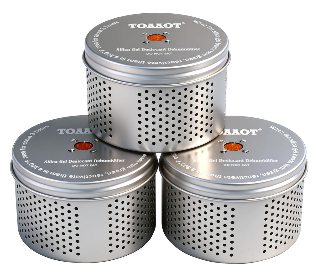 TOAAOT Gun Safe Dehumidifier, Moisture Absorber, 200g Small Silica Gel Desiccant Canister for Gun Cabinets & Safes, Aluminum Shell, Reusable