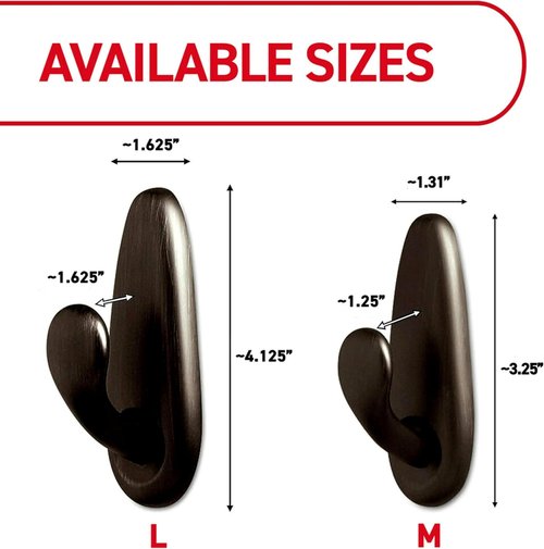 Command 5 lb Large Oil Rubbed Bronze Coat Hooks - Damage-Free Adhesive Strips for Home Decor | 2 Hooks Included