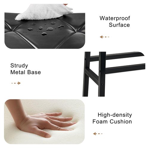 VECELO 25 inch Counter Height Stools for Kitchen Island, 3.3'' Thick PU Upholstered Saddle Seats, Backless Bar Chairs with Metal Base, Black