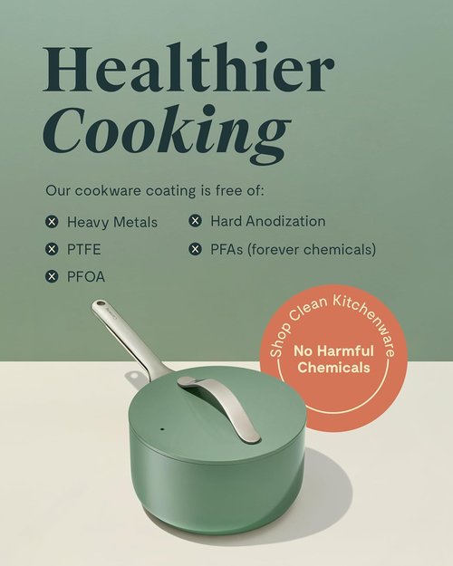Caraway Nonstick Ceramic Sauce Pan - 3 Qt, Non-Toxic & Oven Safe | Compatible with All Stovetops - Sage