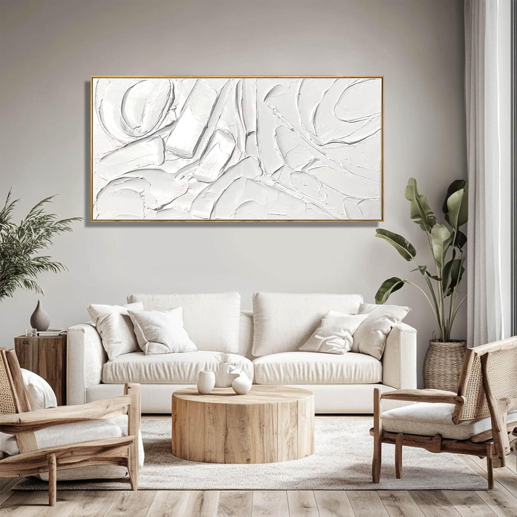 Skiennix Abstract Oil Painting - Framed Canvas Art for Maximalist Decor | 24"x48" Modern Wall Art