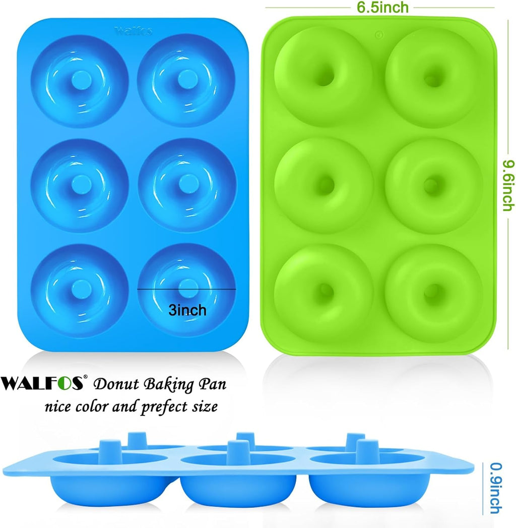 Walfos Non-Stick Donut Pan - Silicone Doughnut Mold, BPA-Free, Easy Release | Set of 3