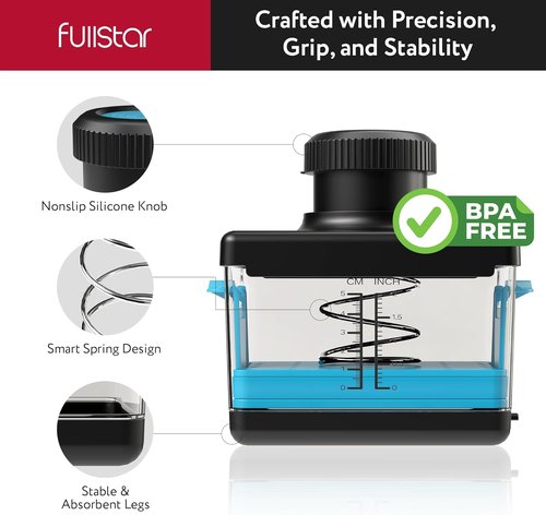 Fullstar Tofu Press & Cutter - 2-in-1 Dishwasher Safe, BPA-Free Design for Extra Firm & Silken Tofu (Blue)
