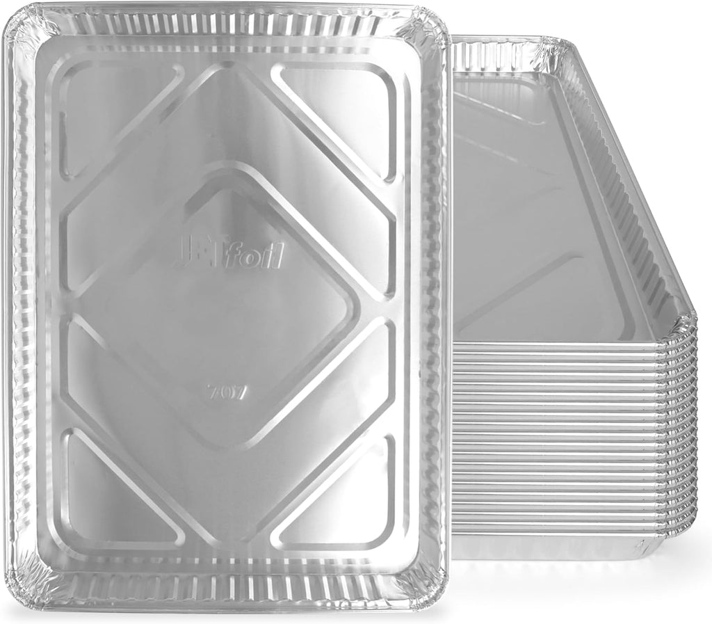 PLASTICPRO Aluminum Cookie Sheets - 20 Pack Heavy Duty Disposable Baking Pans | 13 x 17 Inches