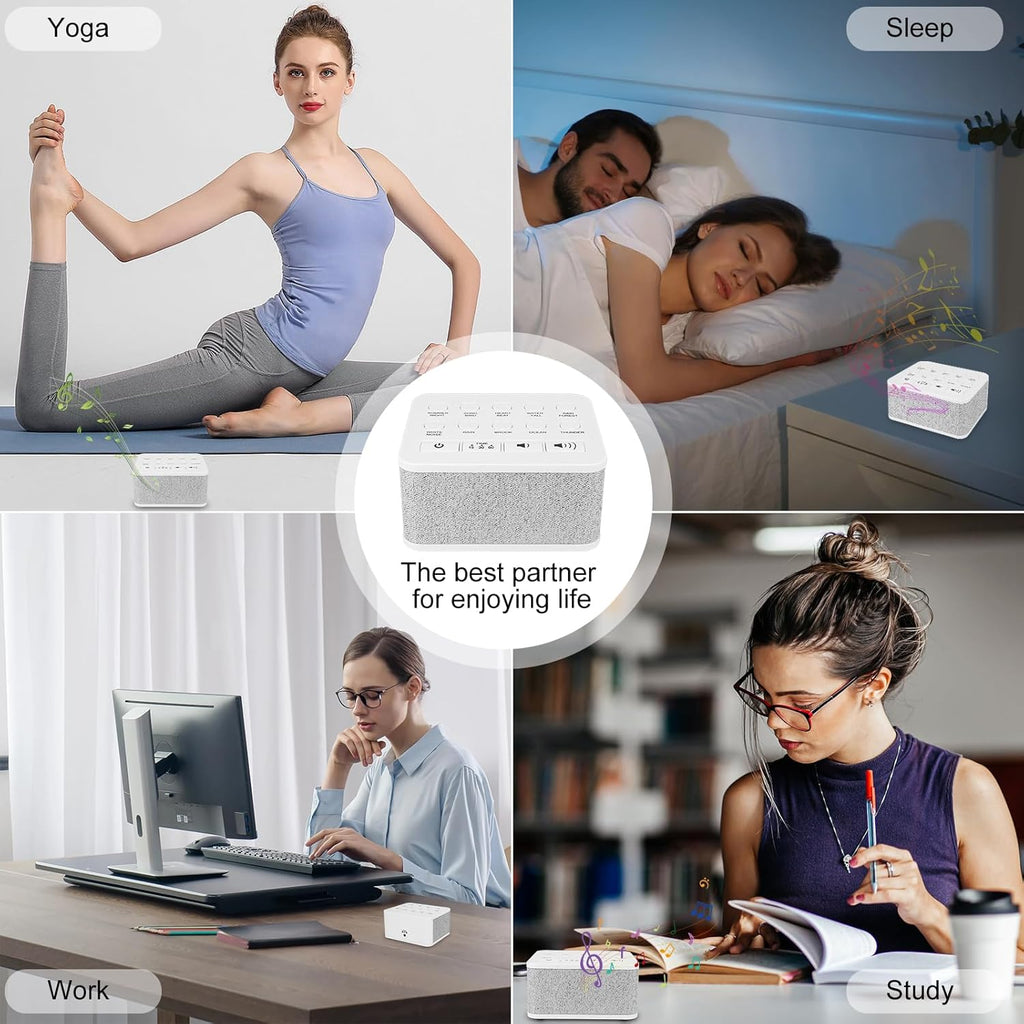 Skiennix White Noise Sound Machine - Portable Travel Device with 10 Soothing Sounds for Sleep | Rechargeable Timer Function