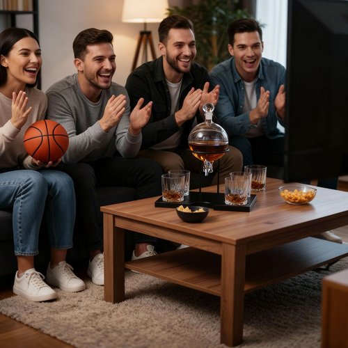 1000ml Basketball Whiskey Decanter Set for Men, with 4 Glasses, 2" Silicone Basketball 3D Ice Cube Mold, Tequila Liquor Bourbon Scotch Dispenser Gift for Dad Husband Boyfriend Birthday Valentine Gift