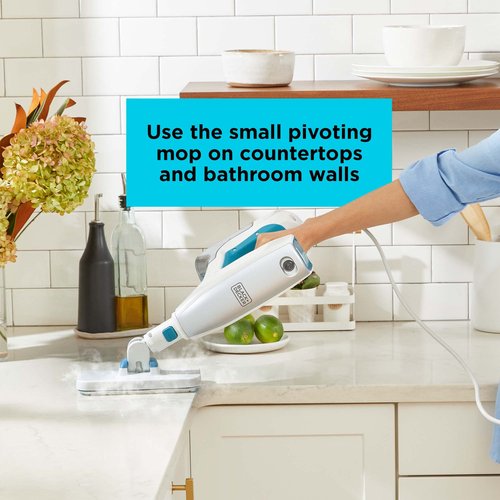BLACK+DECKER Steam Mop, Floor and Handheld Steamer, Multi-Purpose Steam Cleaner with 6 Attachments, Corded (BHSM15FX08)